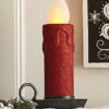 17.5 Inch Large Flickering Flame Red Glitter Christmas Candle