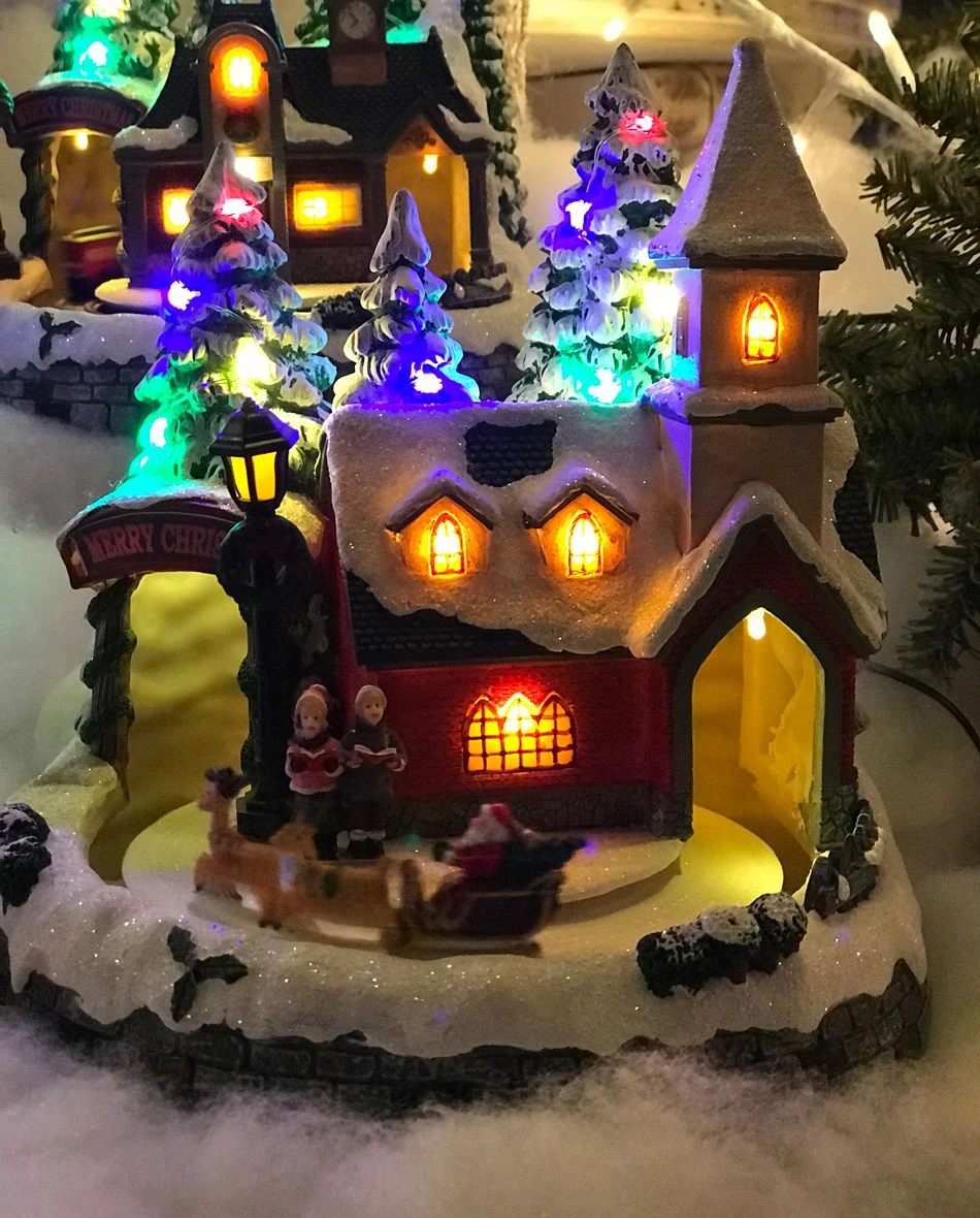 Battery Operated Lighted Musical Animated Winter Holiday Snow Village - Santa And Reindeer 2 Battery Operated Lighted Musical Animated Winter Holiday Snow Village - Santa And Reindeer - Image 2