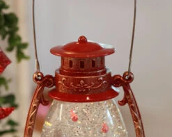 Red Hurricane With Santa And Sleigh Lighted Water Lantern - Timer -King of Christmas 2429050 detail top