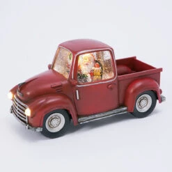 Lighted Red Truck Water Lantern With Santa In Swirling Glitter -King of Christmas 2498930 truck