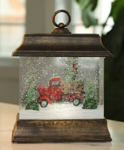 9.5 Inch Woodland Truck Scene Lighted Water Lantern In Swirling Glitter 7 9.5 Inch Woodland Truck Scene Lighted Water Lantern In Swirling Glitter -King of Christmas 2535230 truck 4