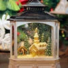 Lighted Water Lantern Nativity Scene With Optional Music Setting In Swirling Glitter