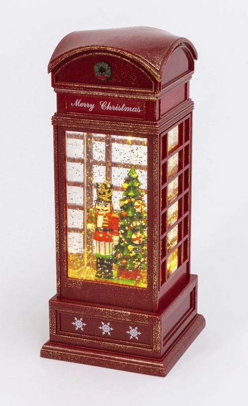 Nutcracker In English Phone Booth Lighted Water Lantern With Timer -10 Inch 2 Nutcracker In English Phone Booth Lighted Water Lantern With Timer -10 Inch - Image 2