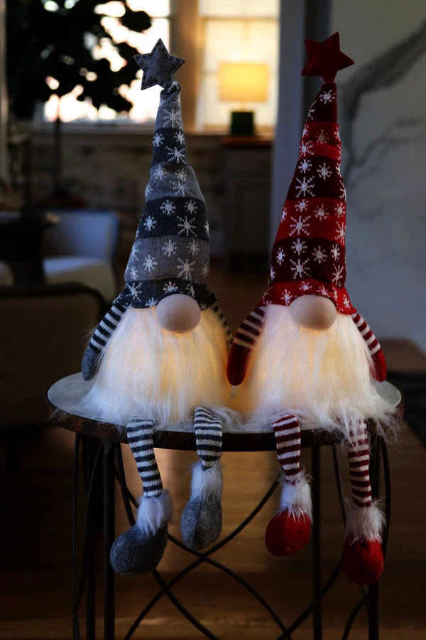 Battery Operated Lighted Christmas Gnomes 27 Inch Set Of 2 Shelf Sitters 2 Battery Operated Lighted Christmas Gnomes 27 Inch Set Of 2 Shelf Sitters - Image 2