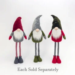 Holiday Gnome With Extendable Legs - Red Hat, Striped Legs - 46 Inch -King of Christmas 2597440 2 1