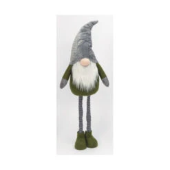 Holiday Gnome With Extendable Legs - Grey Hat, Striped Legs - 46 Inch -King of Christmas 2597440 grey hat