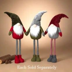 Holiday Gnome With Extendable Legs - Red Hat, Striped Legs - 46 Inch -King of Christmas 2597740 3 1