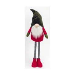 Holiday Gnome With Extendable Legs - Green Hat, Striped Legs - 46 Inch 11 Holiday Gnome With Extendable Legs - Green Hat, Striped Legs - 46 Inch -King of Christmas 2597740 green hat