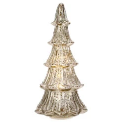 12 Inch Lighted Mercury Glass Christmas Tree - From RAZ 6 12 Inch Lighted Mercury Glass Christmas Tree - From RAZ -King of Christmas 3724736 main image