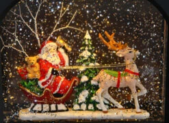 Santa In Sleigh Lighted Water Lantern - Timer -King of Christmas 3740513 raz water lantern close up