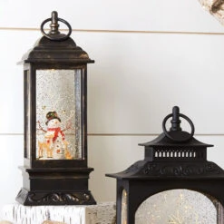 11 Inch Snowman Musical Lighted Water Lantern With Timer