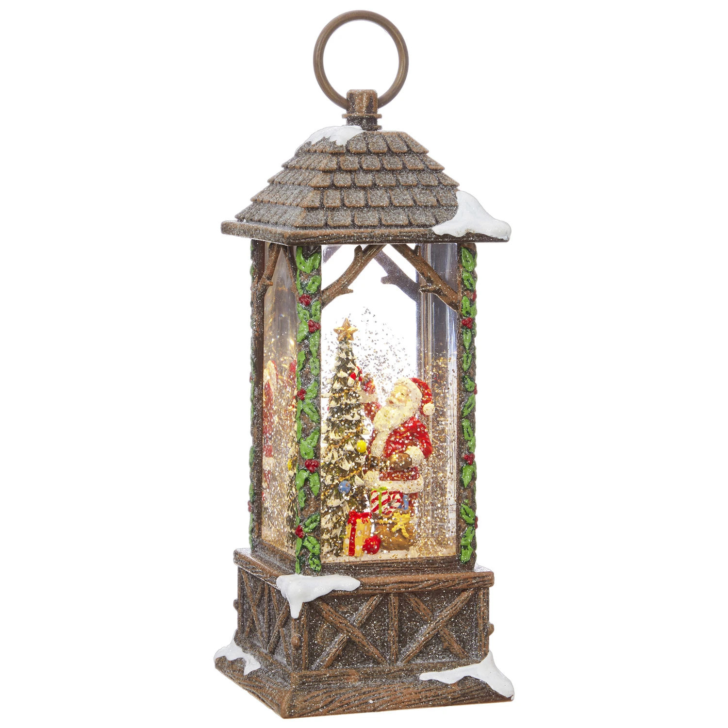 Santa Decorating Christmas Tree Woodland Carved House With Ivy Lighted Water Lantern 2 Santa Decorating Christmas Tree Woodland Carved House With Ivy Lighted Water Lantern - Image 2