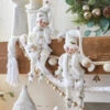 16 Inch Cozy Knit White Christmas Posable Elf Figures SET OF 2