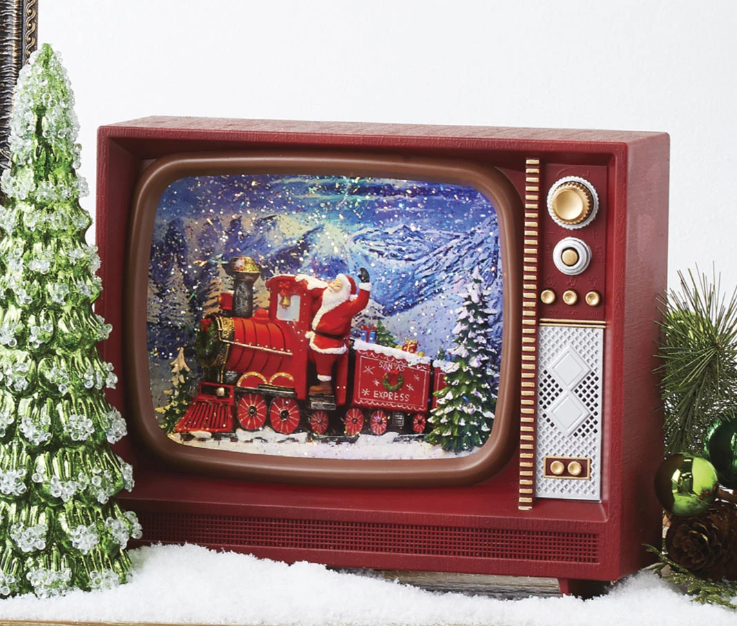 Santa Polar Express Lighted Water Television Musical Lantern With Swirling Glitter 1 Santa Polar Express Lighted Water Television Musical Lantern With Swirling Glitter