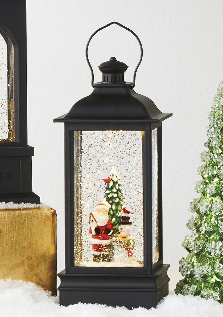 8.75 Inch Santa And Snowman Lighted Water Lantern With Swirling Glitter USB And Timer- NEW 2020 1 8.75 Inch Santa And Snowman Lighted Water Lantern With Swirling Glitter USB And Timer- NEW 2020