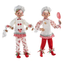Set Of 2 Kringle Candy Co.16 Inch Posable Elf Asst Of 2 -King of Christmas 4002228