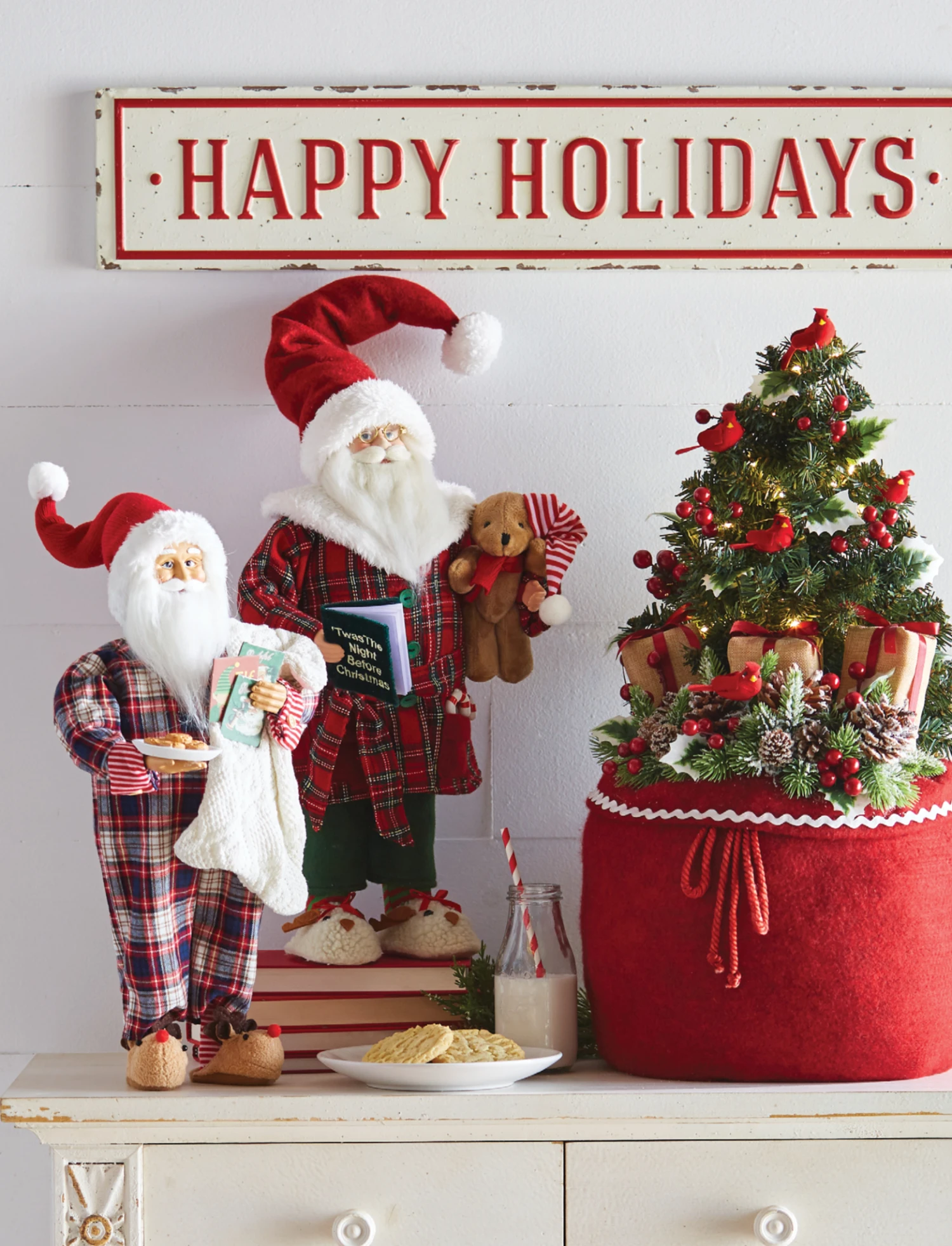 Red Bag With Lighted Tree And Cardinals - 24 Inch 2 Red Bag With Lighted Tree And Cardinals - 24 Inch - Image 2