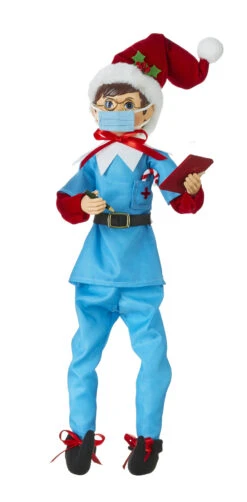 Healthcare Worker Posable Elf In Blue Scrubs 16 Inch -King of Christmas 4015560 blue