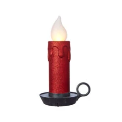 17.5 Inch Large Flickering Flame Red Glitter Christmas Candle -King of Christmas 4016115 main image