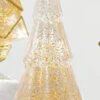 11.75 Inch Gold Lighted Tree Water Lantern Acrylic Snow Globe With Gold Base