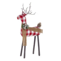 Red And White Buffalo Checked Plaid Deer - 19.25 Inch -King of Christmas 4116244