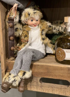 Christmas At The Lodge Fawn Elf Posable Figurine, Set Of 2 Assorted -King of Christmas 4202301 bells