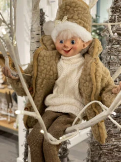 16 Inch Winter Cottage Cozy Posable Elf Figurine, Set Of 2 Assorted -King of Christmas 4202310 side 2