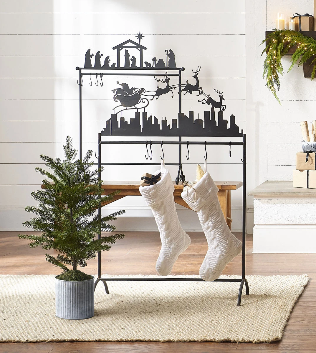 Stocking Holder Stand - Up On The Rooftop 50.5 Inch - NEW From RAZ 2023 1 Stocking Holder Stand - Up On The Rooftop 50.5 Inch - NEW From RAZ 2023