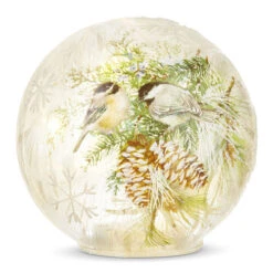 Chickadee Lighted Crackle Ball Battery Operated 6 Inch With Timer - NEW 2023 -King of Christmas 4224535 chickadee