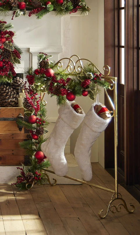 Gold Scrollwork Stocking Holder Stand - 42.5 Inch - NEW From RAZ 2023 1 Gold Scrollwork Stocking Holder Stand - 42.5 Inch - NEW From RAZ 2023