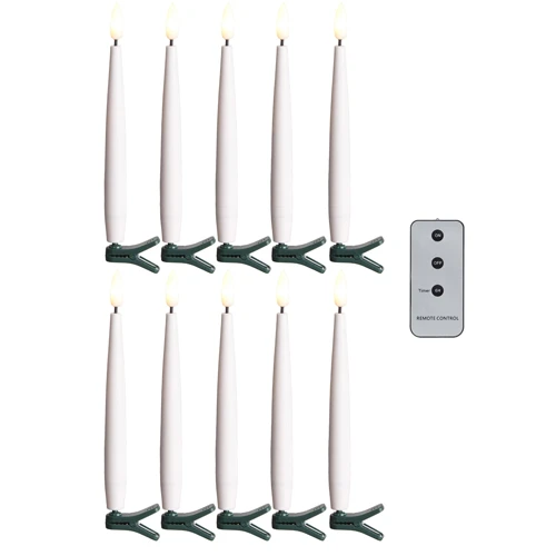 6 Inch Clip On Lighted Candles Set Of 10 - Remote Included 1 6 Inch Clip On Lighted Candles Set Of 10 - Remote Included