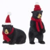 Black Bear With Scarf And Hat Ornaments Set Of 2 - 8 Inch New For 2023