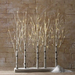 RAZ Lighted Birch Grove 30 Inch - 88 Warm White LED'S Steady And Twinkle Functions -King of Christmas 600 birch clump