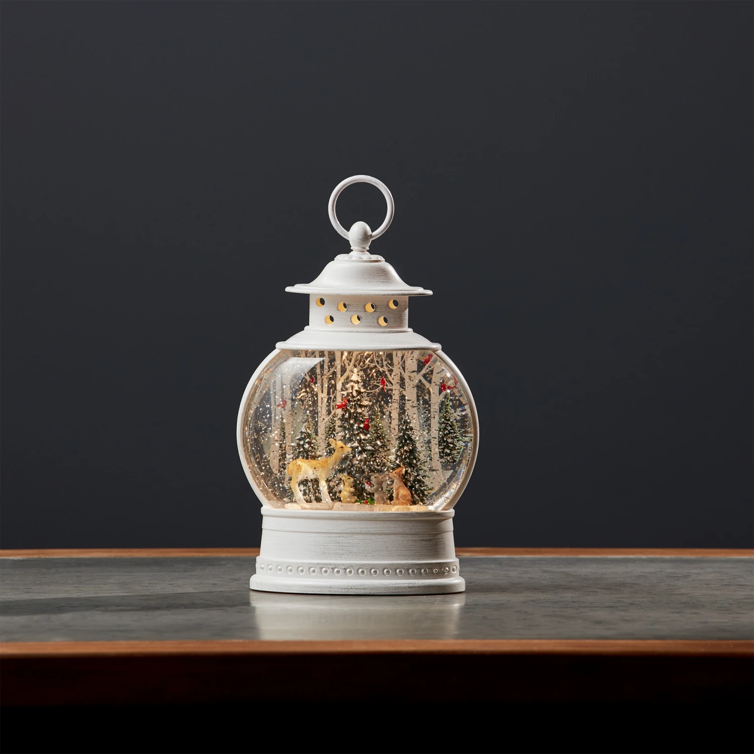 Deer With Forest Animals Snow Globe In White Water Lantern 2 Deer With Forest Animals Snow Globe In White Water Lantern - Image 2