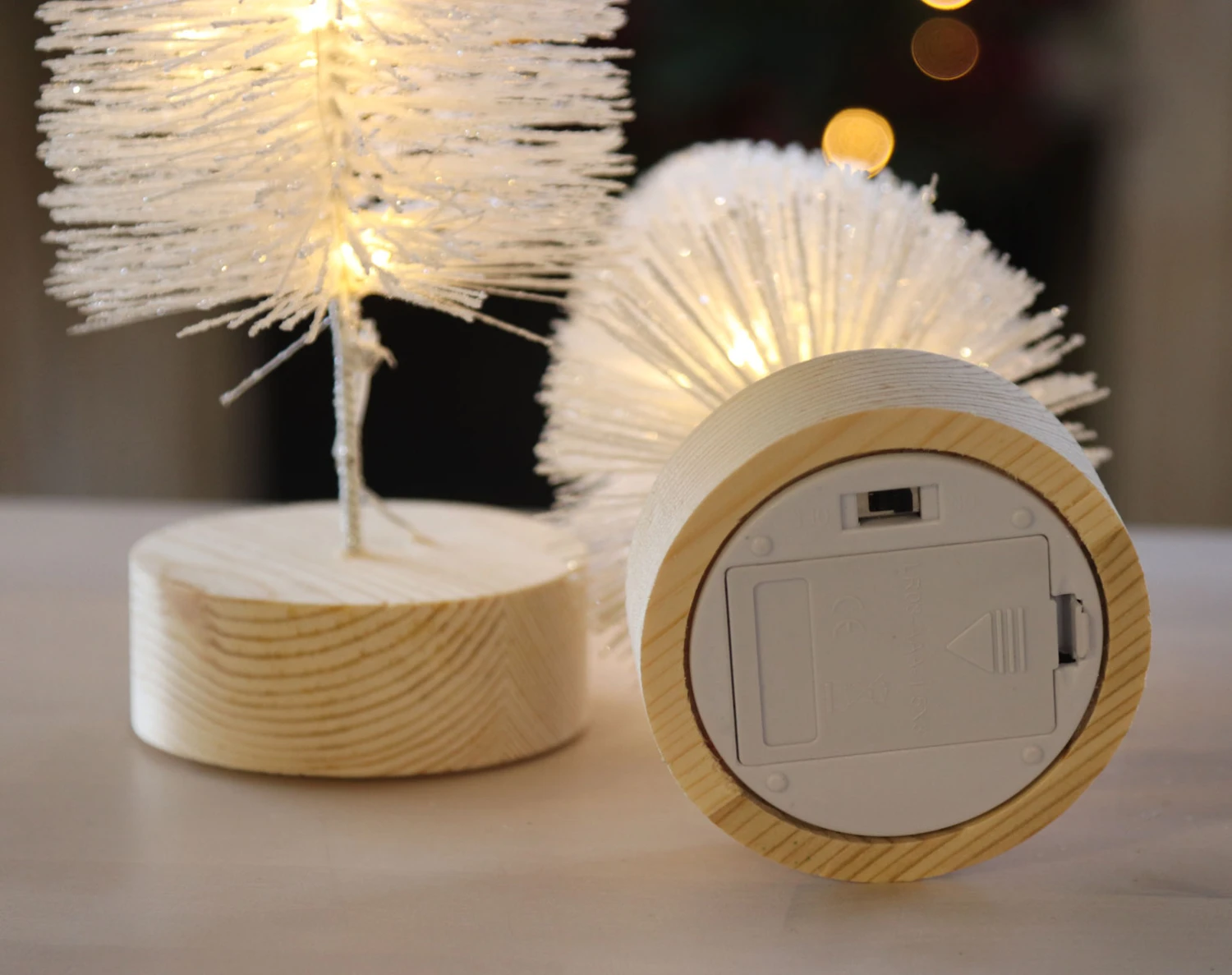 Lighted Bottle Brush Trees Battery Operated - Set Of 2 White 10.75 Inch 2 Lighted Bottle Brush Trees Battery Operated - Set Of 2 White 10.75 Inch - Image 2