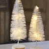 Lighted Bottle Brush Trees Battery Operated - Set Of 2 White 10.75 Inch