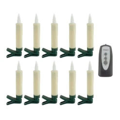 Clip On Christmas Tree Taper Candle / Window Candle Battery Operated Set-10 With Remote Control 10 Clip On Christmas Tree Taper Candle / Window Candle Battery Operated Set-10 With Remote Control -King of Christmas 84587 10