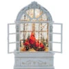 Cardinals In Arched Lighted Water Lantern With Open Shutters - NEW 2023 - USB Included