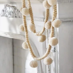 6 Foot Ivory Pom Pom Garland