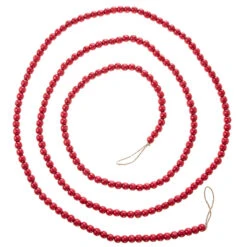 9 Foot Red Wood Beaded Garland - New From RAZ