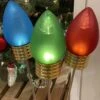 26 Inch Lighted Frosted Outdoor Christmas Light Bulb Pick - Set Of 3 New 2023