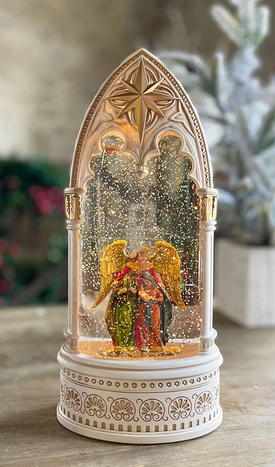Angel Lighted Water Church Nativity Scene In Swirling Glitter 1 Angel Lighted Water Church Nativity Scene In Swirling Glitter