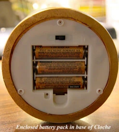 Glass Display Dome Cloche With 20 Suspended LED Fairy Lights 6.5 High -King of Christmas cloche with battery pack