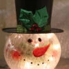 Lighted Crackle Glass Snowman - 8 Inch Electric
