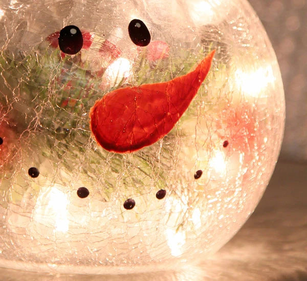 Lighted Crackle Glass Snowman - 8 Inch Electric 2 Lighted Crackle Glass Snowman - 8 Inch Electric - Image 2