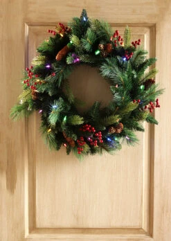 Outdoor Safe Christmas Wreath - Battery Operated Timer - Color Select Warm White Or Multi Color -King of Christmas ghh multi color wreath