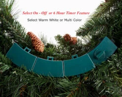 Outdoor Safe Christmas Wreath - Battery Operated Timer - Color Select Warm White Or Multi Color -King of Christmas ghh wreath battery pack