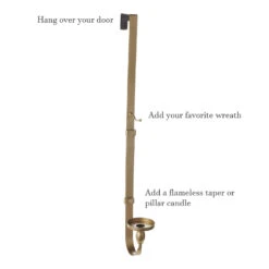 Gold Wreath Hanger With Taper And Candle Holder - 30.5 Inch Adjustable