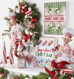 Set Of 2 Kringle Candy Co.16 Inch Posable Elf Asst Of 2 -King of Christmas kringle co elf set 2