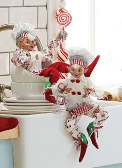 Set Of 2 Kringle Candy Co.16 Inch Posable Elf Asst Of 2